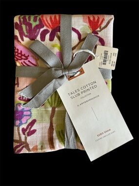 Anthropologie Tales Organic Cotton Slub Printed Euro Sham (1) NWT 26”x26”